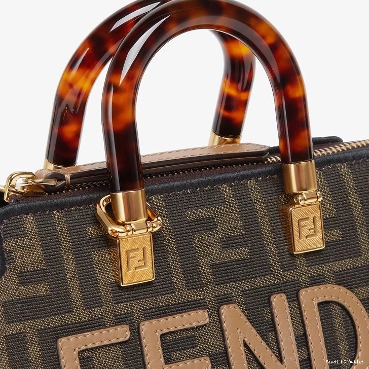 Affordable HOT Mini Bag Brown By Fendi ROMA Boston Fabric Motif Way Logo The FF In 0819